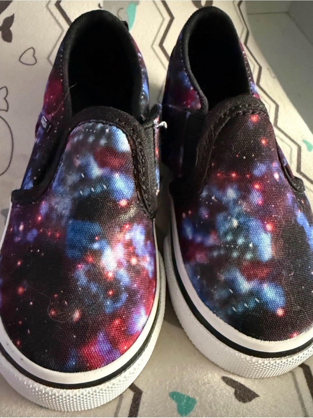 Galaxy Print Slip-On Sneakers - Black/Blue/Purple
